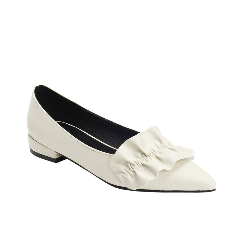 White Pointed Toe Flats