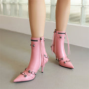 Pink Kitten Heel Ankle Boots