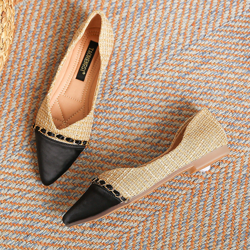 Nude Pointed Toe Flats