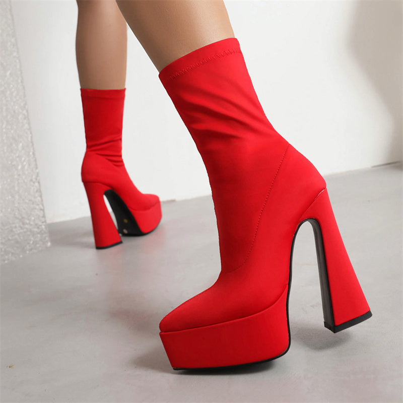 Red Platform Boots