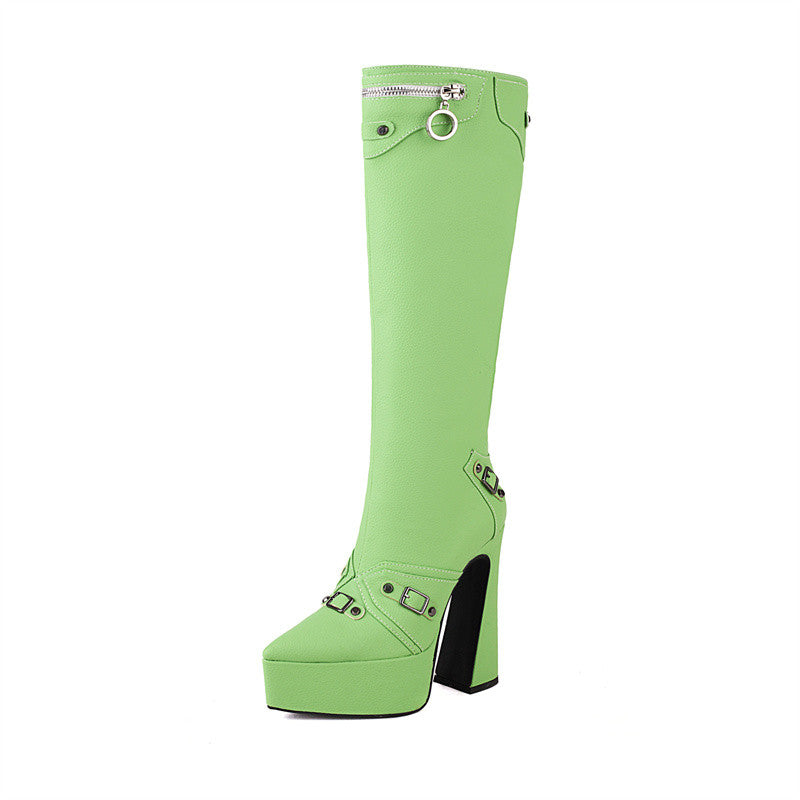 Neon Green Boots Knee High