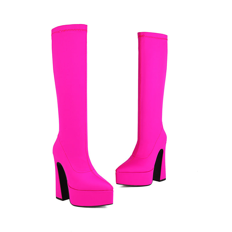 Hot Pink Knee High Boots