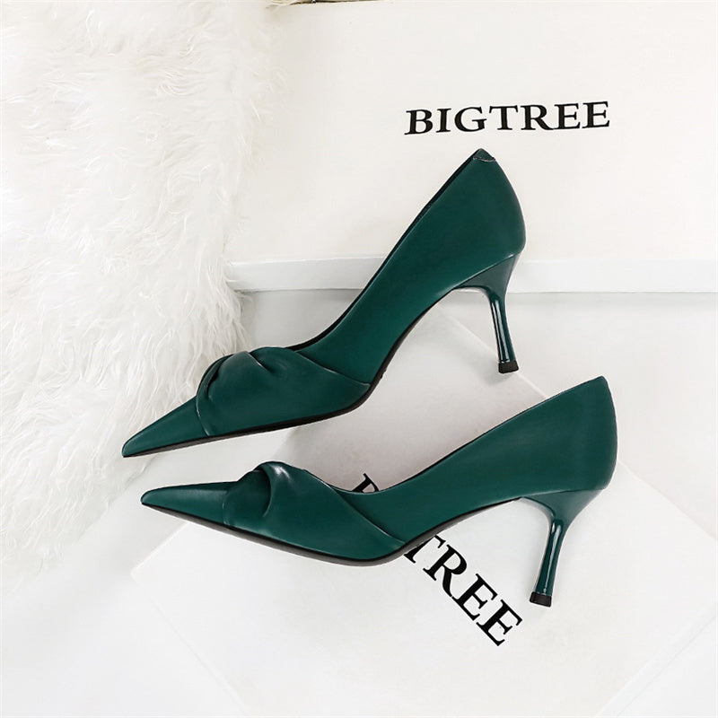 Closed Toe Pointed Heels Emerald Green