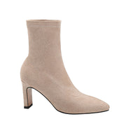 Nude Pointed Toe Ankle Boots