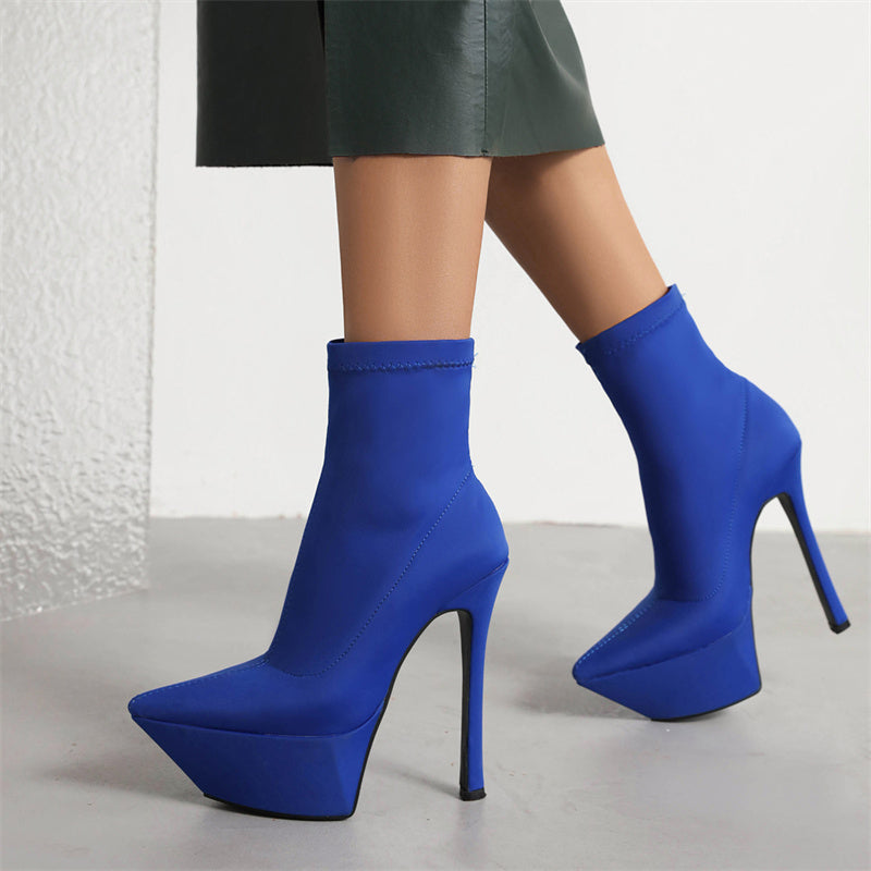 Stiletto Heel Boots Royal Blue