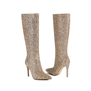 Womens Glitter Boots Gold