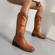 Embroidered Cowboy Boots Brown