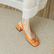 Slingback Orange Block Heels
