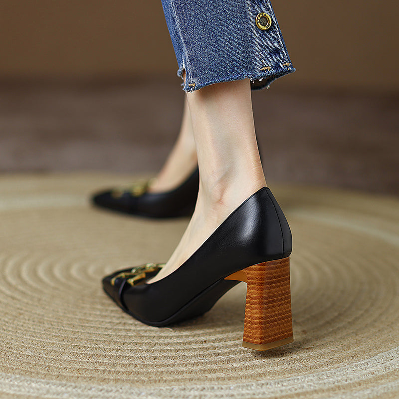 Black square heel discount shoes