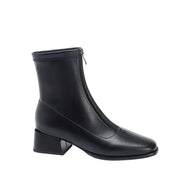 Black Front Zip Ankle Boots