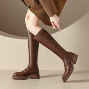 Studded Knee High Boots Brown